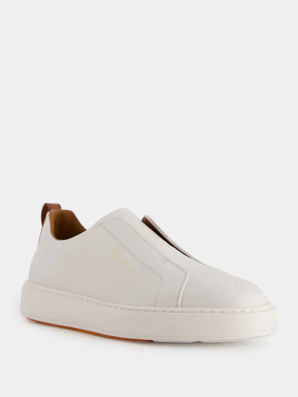 White Leather Slip-On Sneakers sold by Fashion Clinic product image thumbnail 2