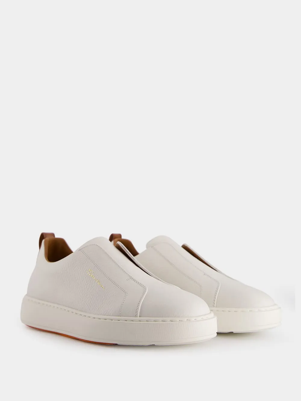 White Leather Slip-On Sneakers sold by Fashion Clinic product image thumbnail 3