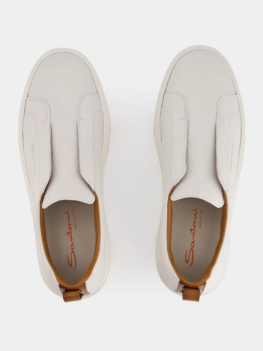 White Leather Slip-On Sneakers sold by Fashion Clinic product image thumbnail 4