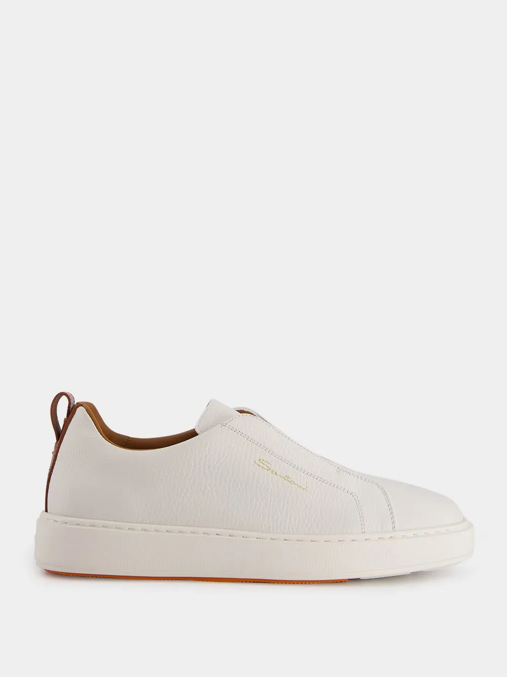 White Leather Slip-On Sneakers sold by Fashion Clinic