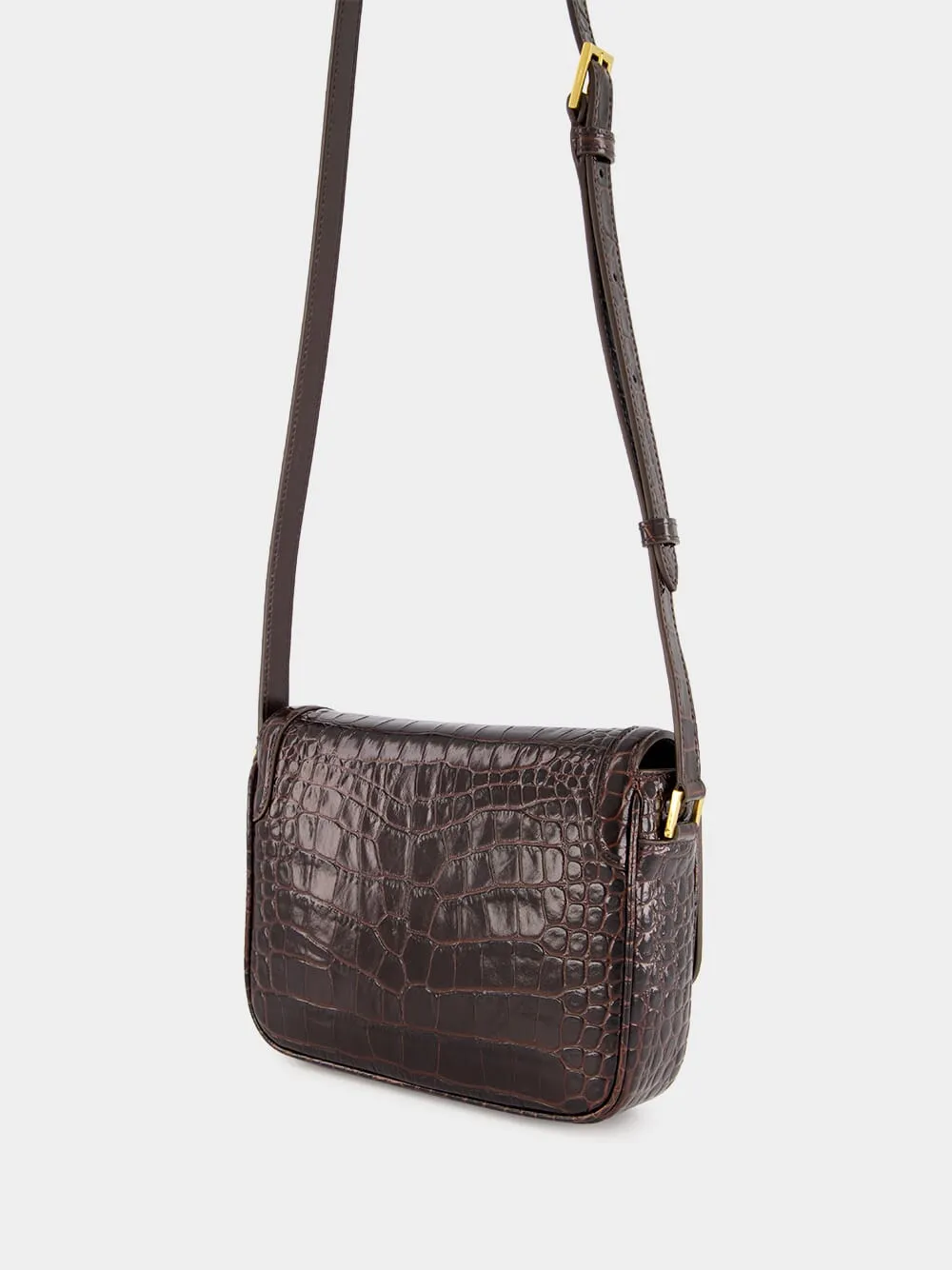 Brown Crocodile-Stamped Wallis Shoulder Bag sold by Fashion Clinic product image thumbnail 5