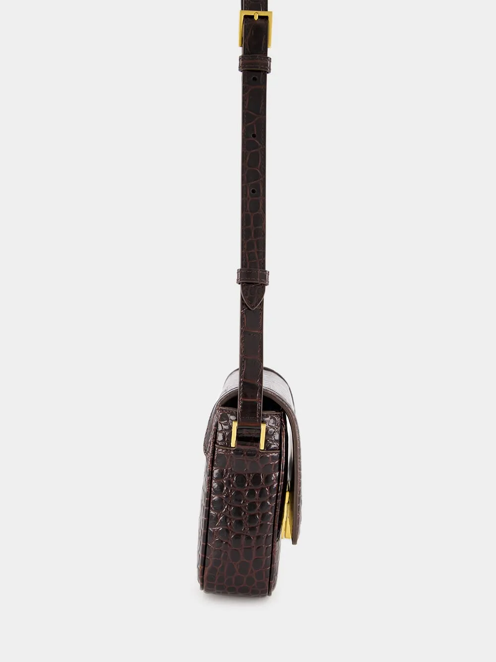 Brown Crocodile-Stamped Wallis Shoulder Bag sold by Fashion Clinic product image thumbnail 4