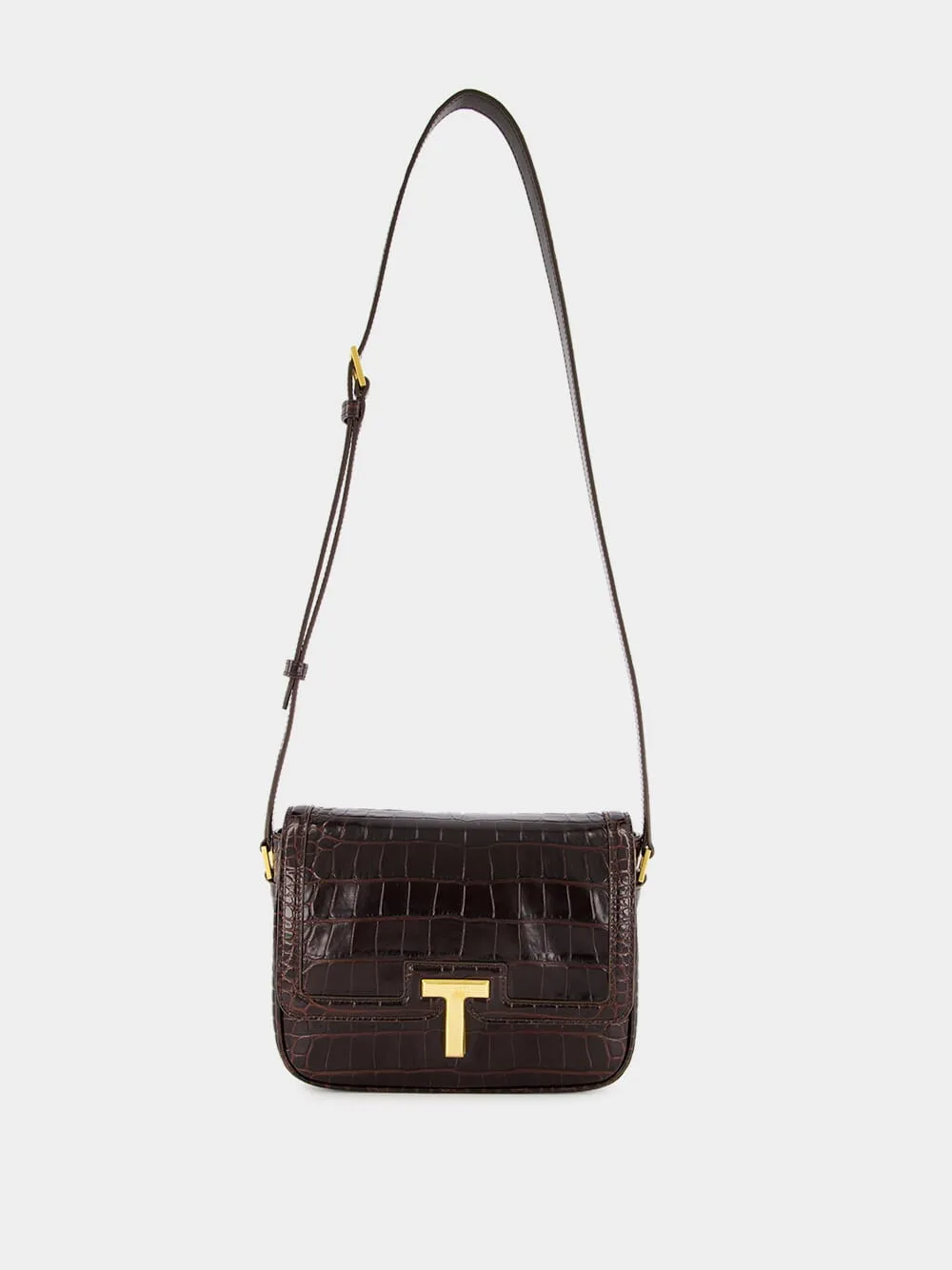 Brown Crocodile-Stamped Wallis Shoulder Bag sold by Fashion Clinic product image thumbnail 2