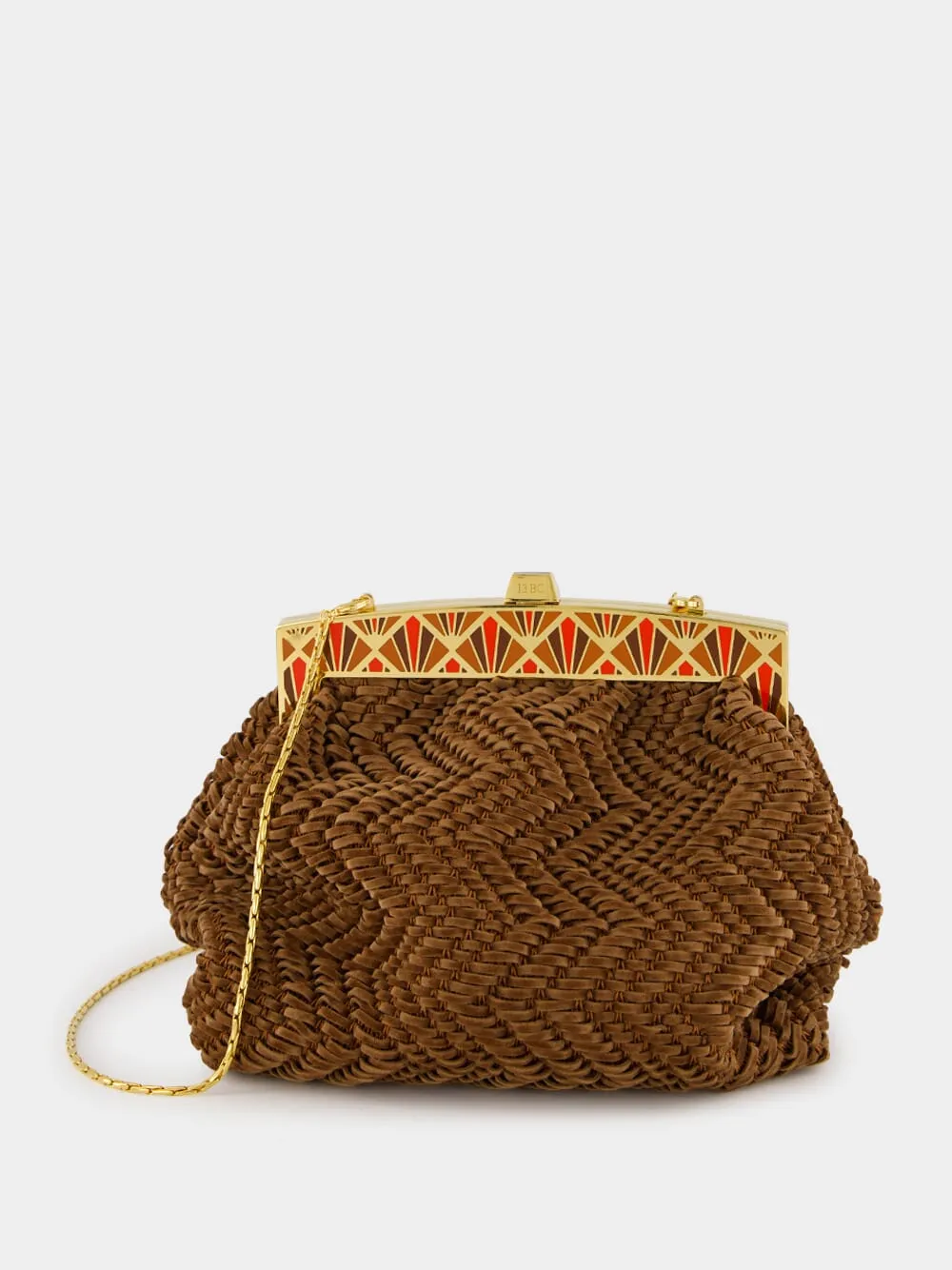 Woven Brown Suede Clutch Bag sold by Fashion Clinic