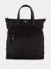 Black Re-Nylon and Saffiano Leather Tote Bag sold by Fashion Clinic