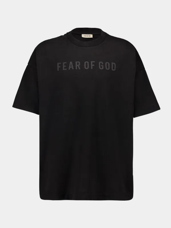 Black Cotton Logo Print T-Shirt sold by Fashion Clinic