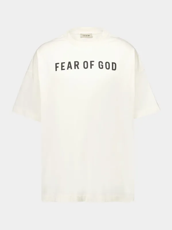 Cream Cotton Logo Print T-Shirt sold by Fashion Clinic
