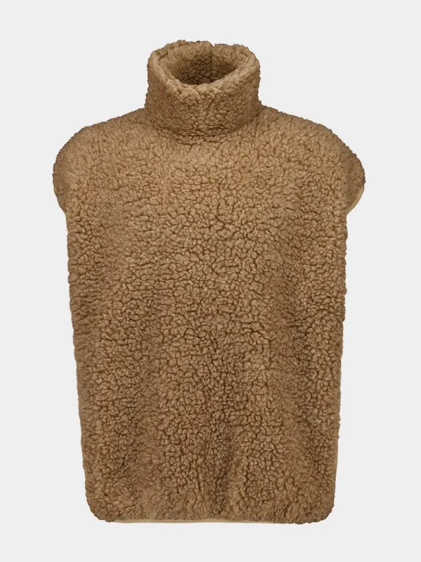 Dune Brown Polar Fleece High Neck Muscle Vest made by Fear of God
