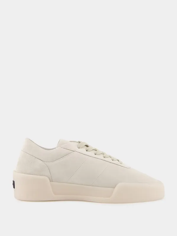 Cream Suede Aerobic Low-Top Sneakers sold by Fashion Clinic
