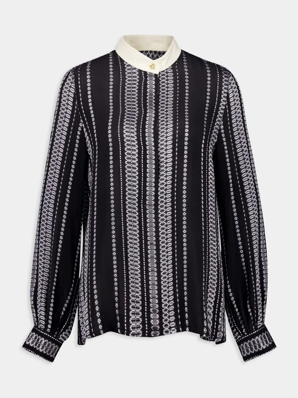 Black Hera Textured Silk Blouse sold by Fashion Clinic