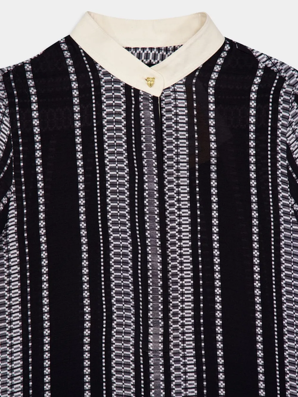 Black Hera Textured Silk Blouse sold by Fashion Clinic product image thumbnail 3