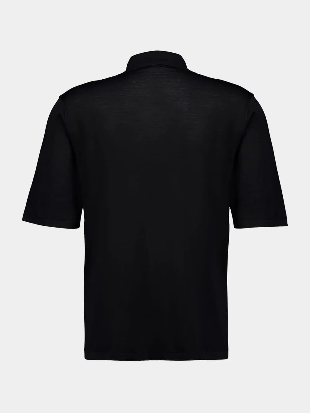 Black Short-Sleeved Wool Polo Shirt sold by Fashion Clinic product image thumbnail 2