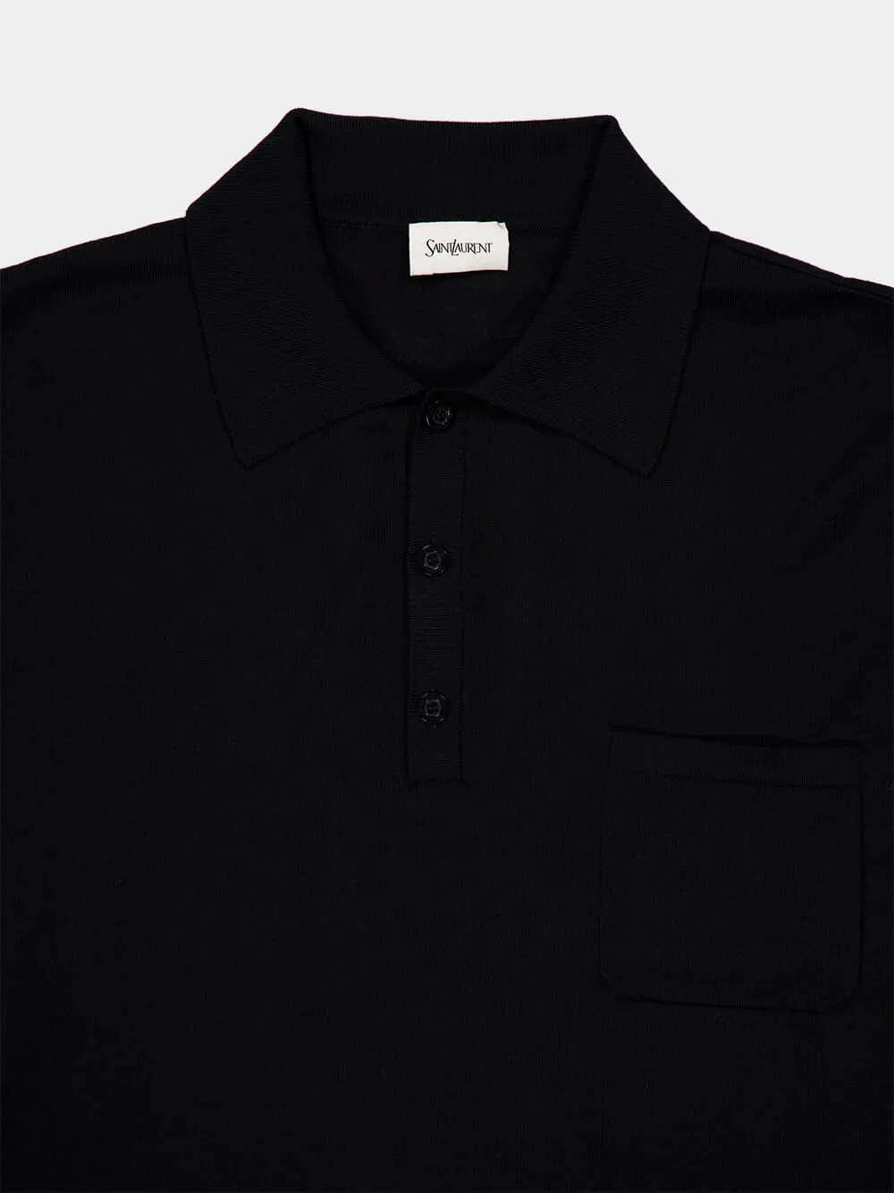 Black Short-Sleeved Wool Polo Shirt sold by Fashion Clinic product image thumbnail 3
