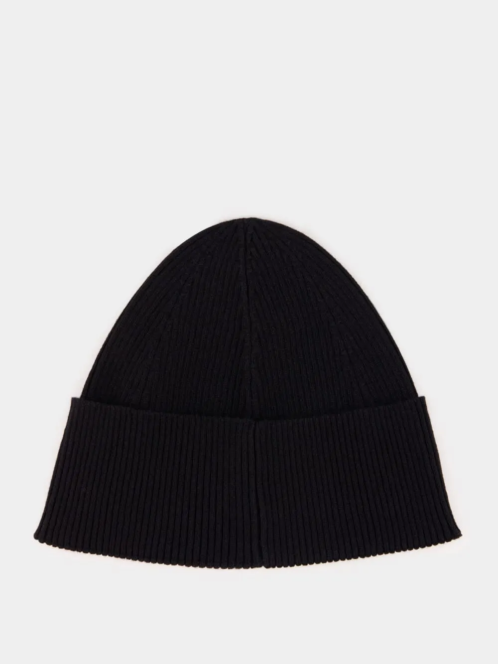 Black Cashmere Rib-Knit Beanie sold by Fashion Clinic product image thumbnail 2