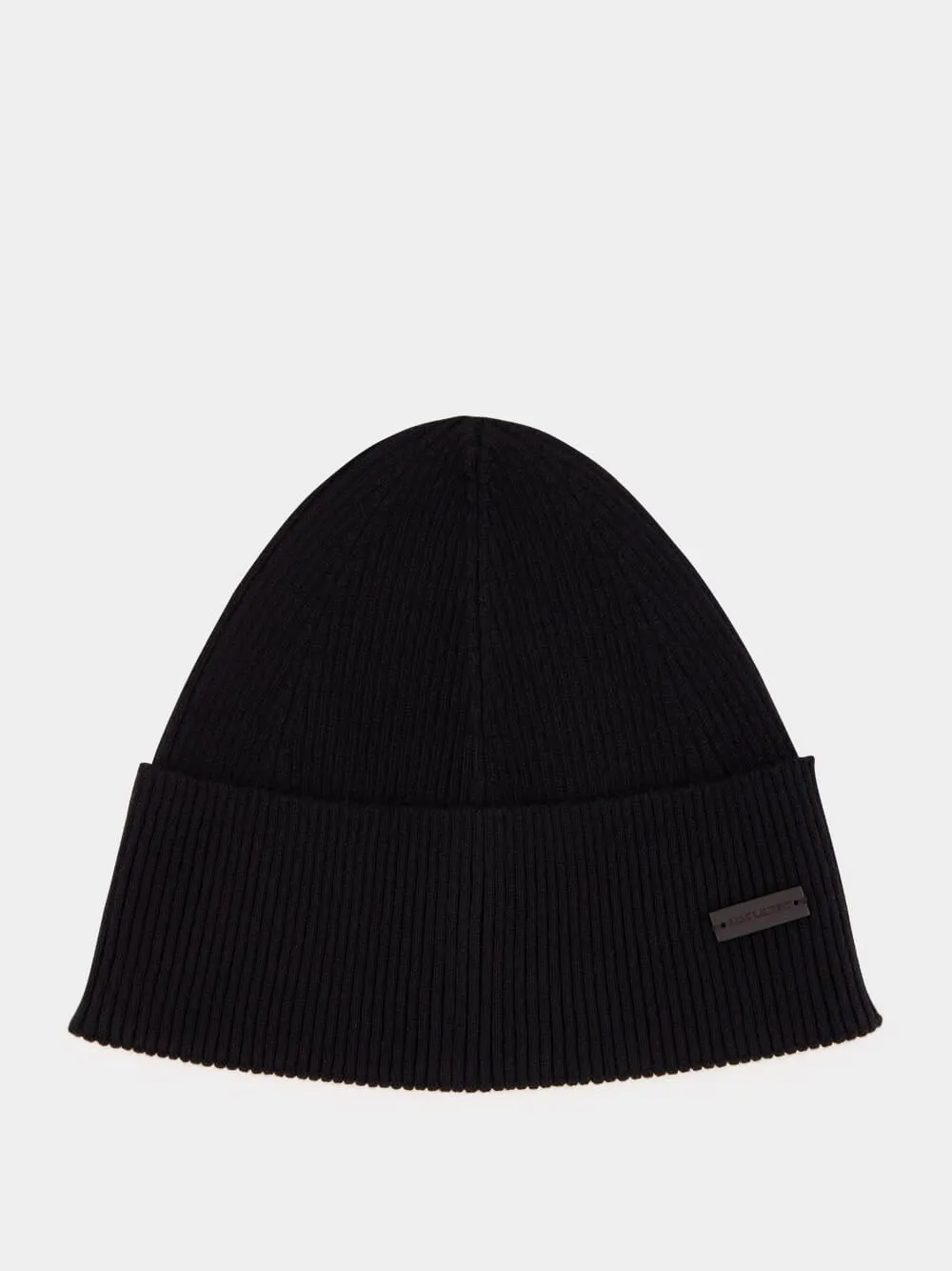 Black Cashmere Rib-Knit Beanie sold by Fashion Clinic