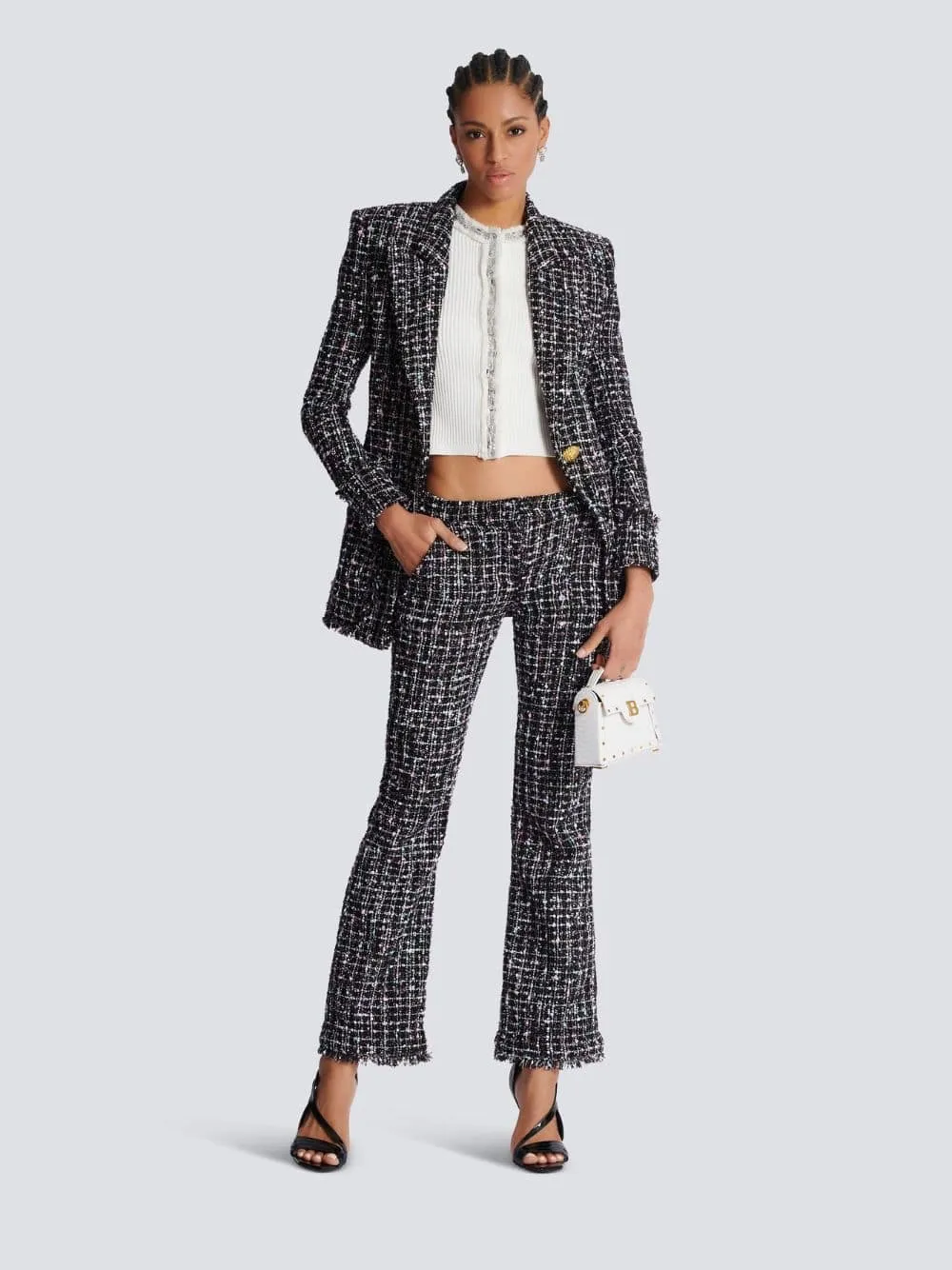 Black Tweed Flared Pants sold by Fashion Clinic