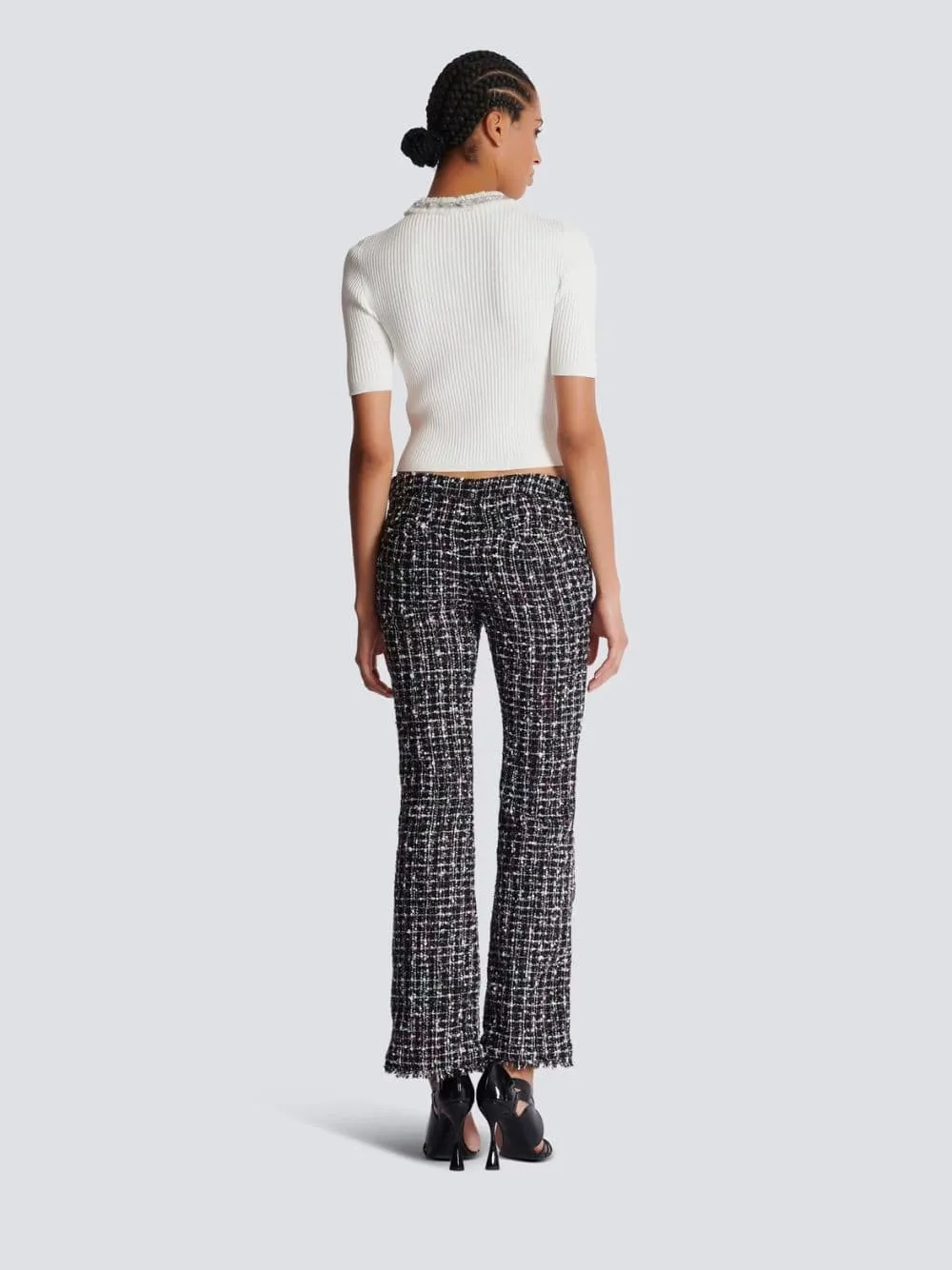 Black Tweed Flared Pants sold by Fashion Clinic product image thumbnail 3