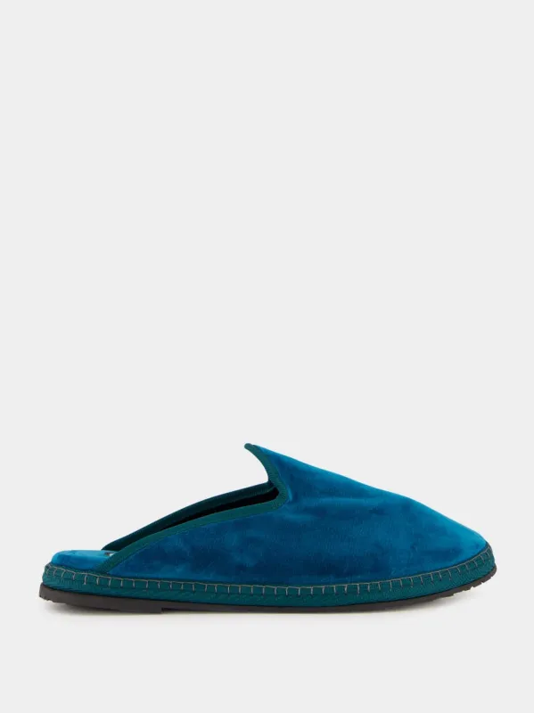 Blue Velvet Dandy Slippers sold by Fashion Clinic