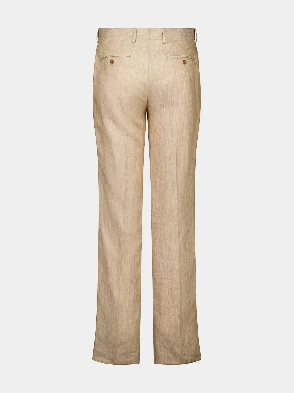 Beige Classic Linen Pants sold by Fashion Clinic product image thumbnail 4