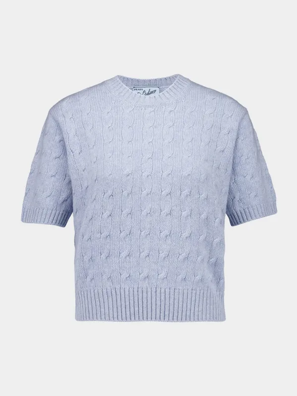 Sapphire Blue Cable-Knit Cashmere Sweater sold by Fashion Clinic
