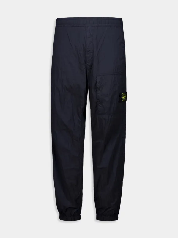 Navy Blue Cargo Jogger Pants in Nylon sold by Fashion Clinic
