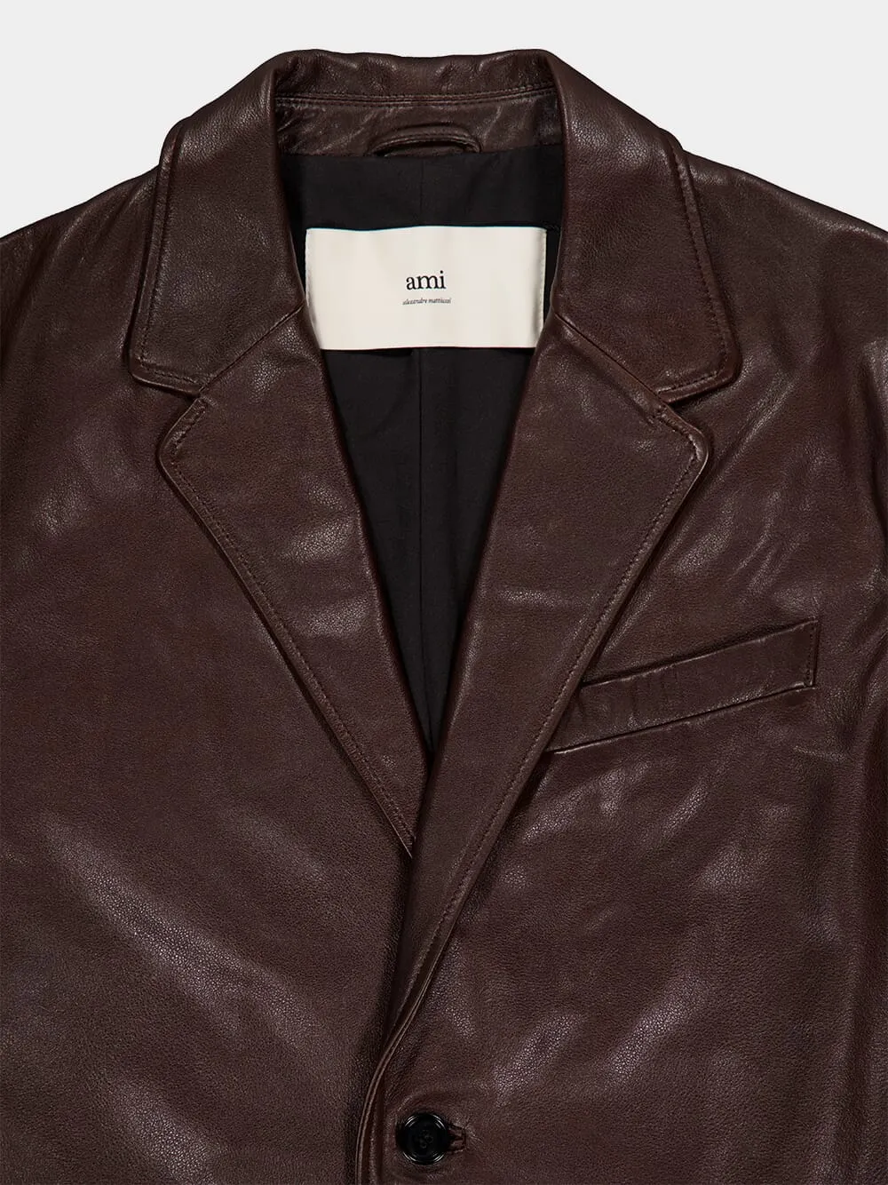 Dark Coffee Leather Blazer sold by Fashion Clinic product image thumbnail 5