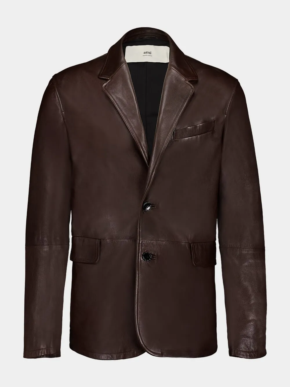 Dark Coffee Leather Blazer sold by Fashion Clinic product image thumbnail 2