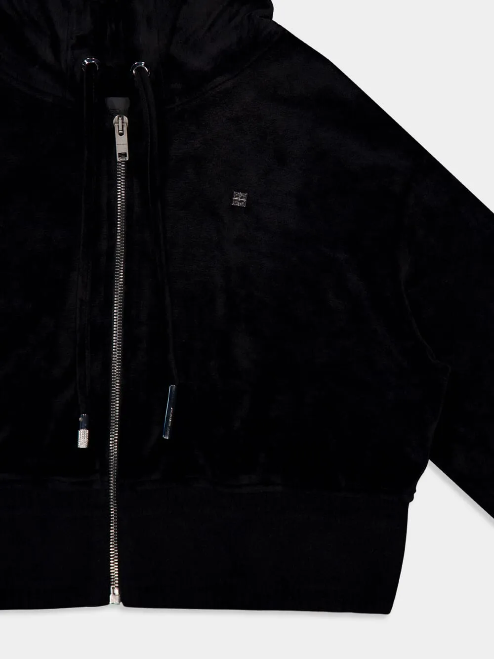 Black Cropped Velvet Sweatshirt sold by Fashion Clinic product image thumbnail 3