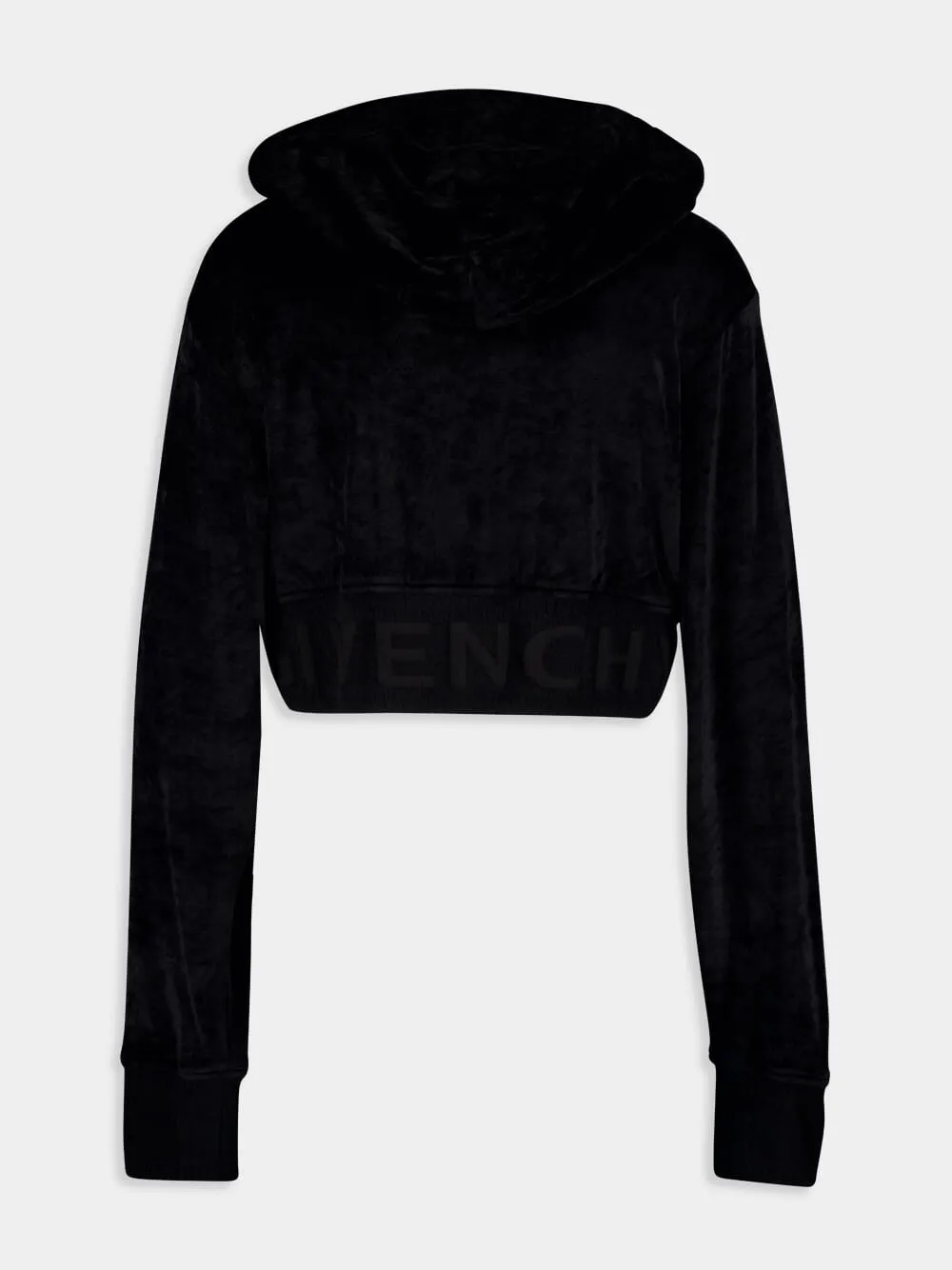 Black Cropped Velvet Sweatshirt sold by Fashion Clinic product image thumbnail 2