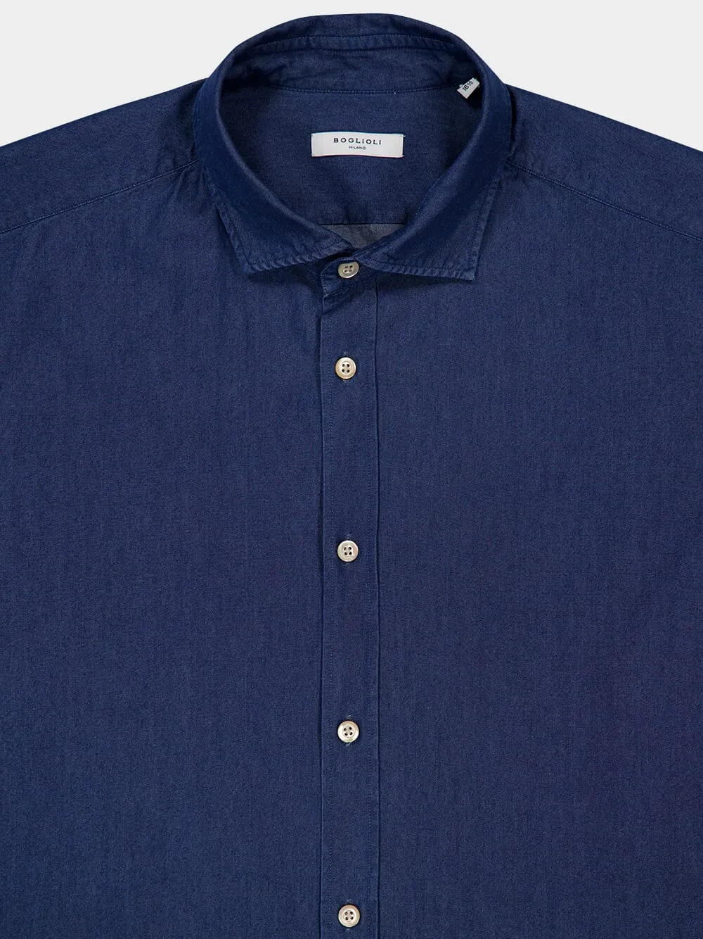 Blue Cotton Button-Up Shirt sold by Fashion Clinic product image thumbnail 3
