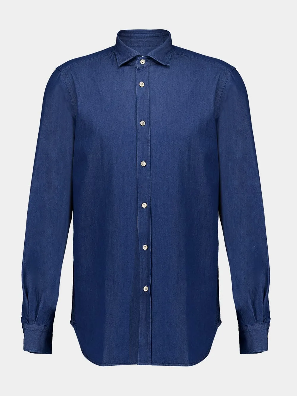 Blue Cotton Button-Up Shirt sold by Fashion Clinic