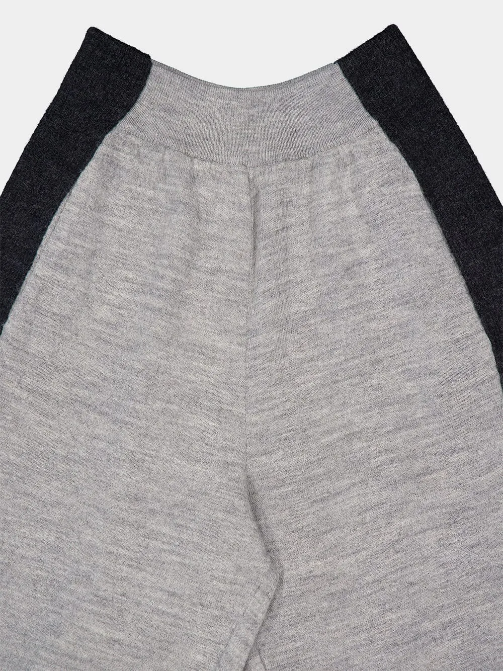 Grey Colour-Blocked Knit Trousers sold by Fashion Clinic product image thumbnail 3