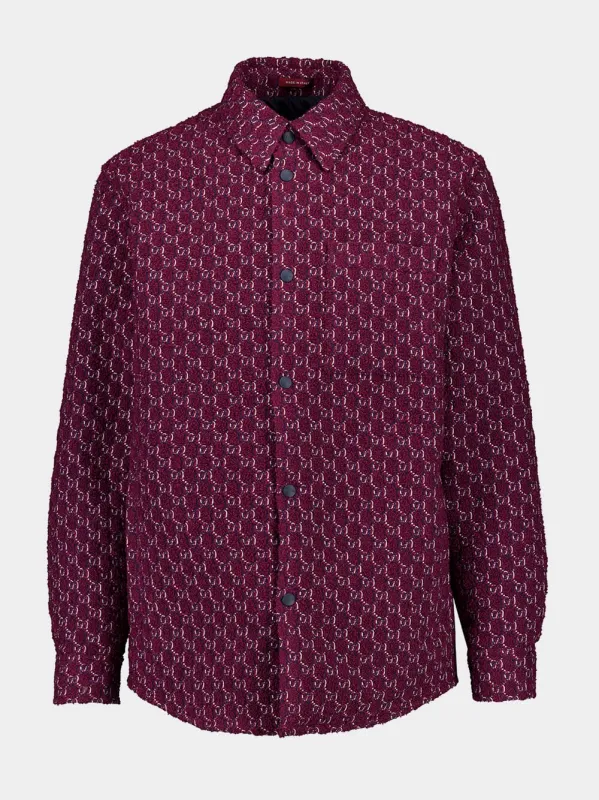 Burgundy Wool Jacquard Shirt with GG Shadow sold by Fashion Clinic