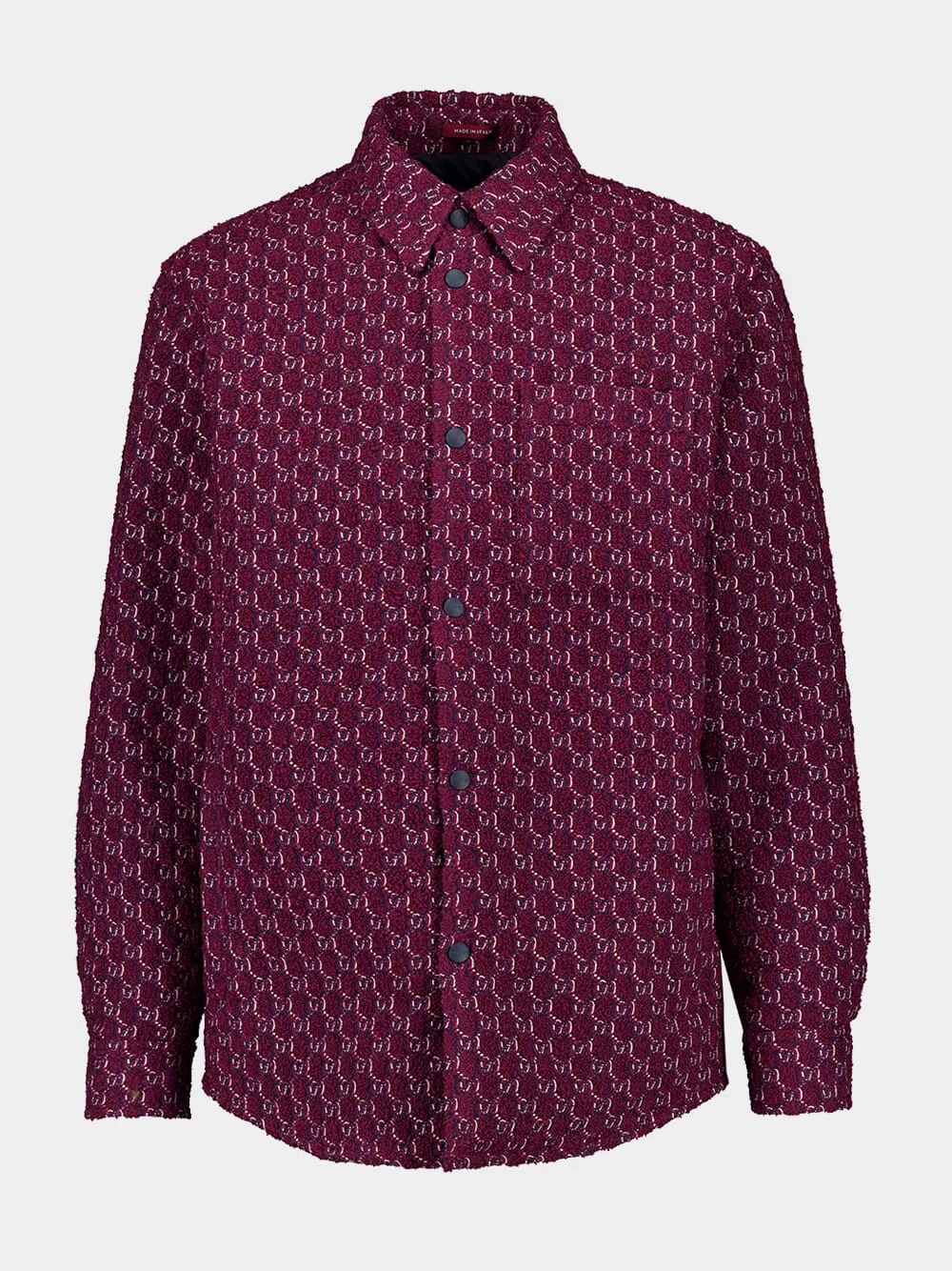 Burgundy Wool Jacquard Shirt with GG Shadow sold by Fashion Clinic