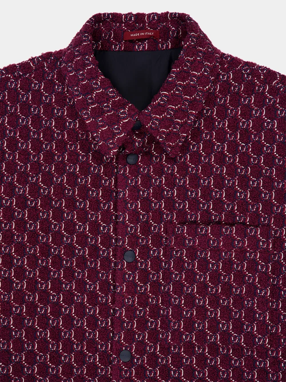 Burgundy Wool Jacquard Shirt with GG Shadow sold by Fashion Clinic product image thumbnail 3