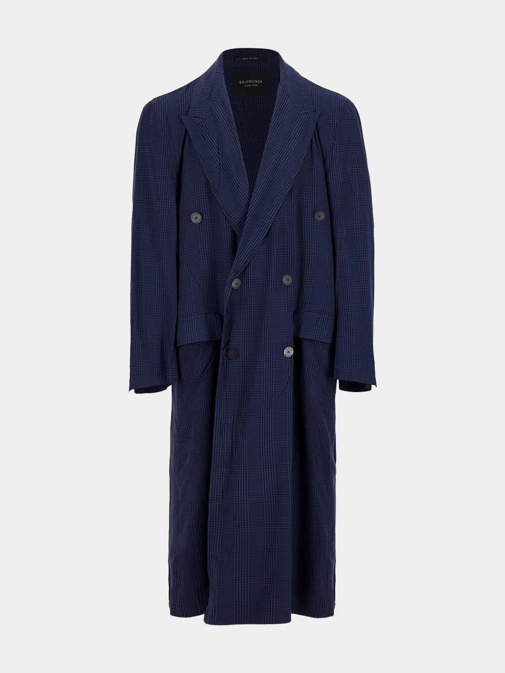Navy Blue Fluid Double-Breasted Coat sold by Fashion Clinic