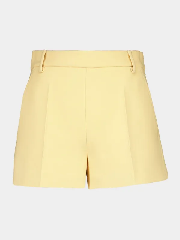 Light Yellow Wool Crêpe Shorts sold by Fashion Clinic