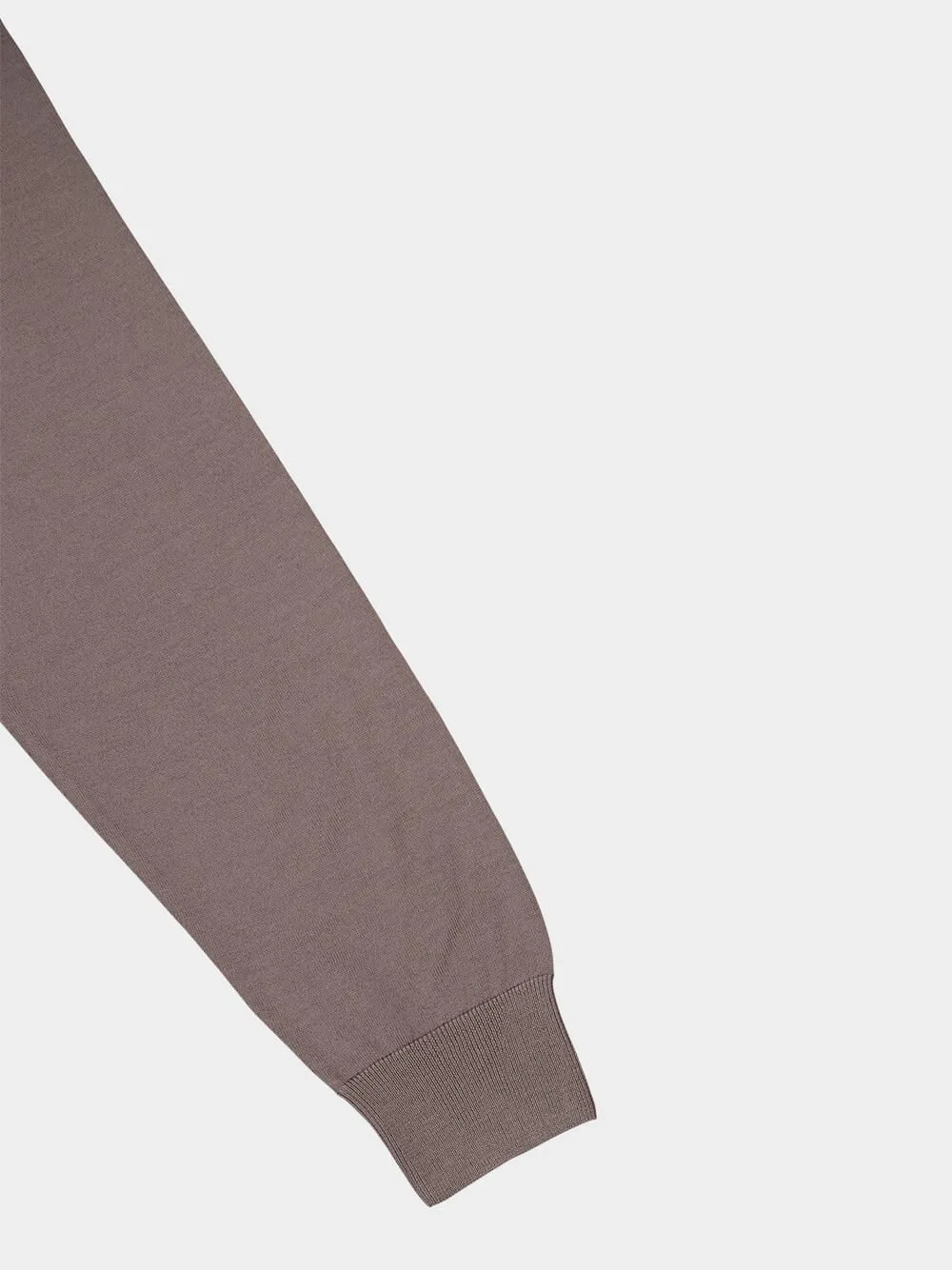 Taupe Virgin Wool Crew Neck Sweater sold by Fashion Clinic product image thumbnail 4