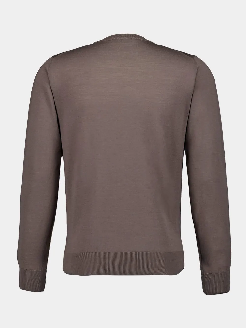 Taupe Virgin Wool Crew Neck Sweater sold by Fashion Clinic product image thumbnail 2