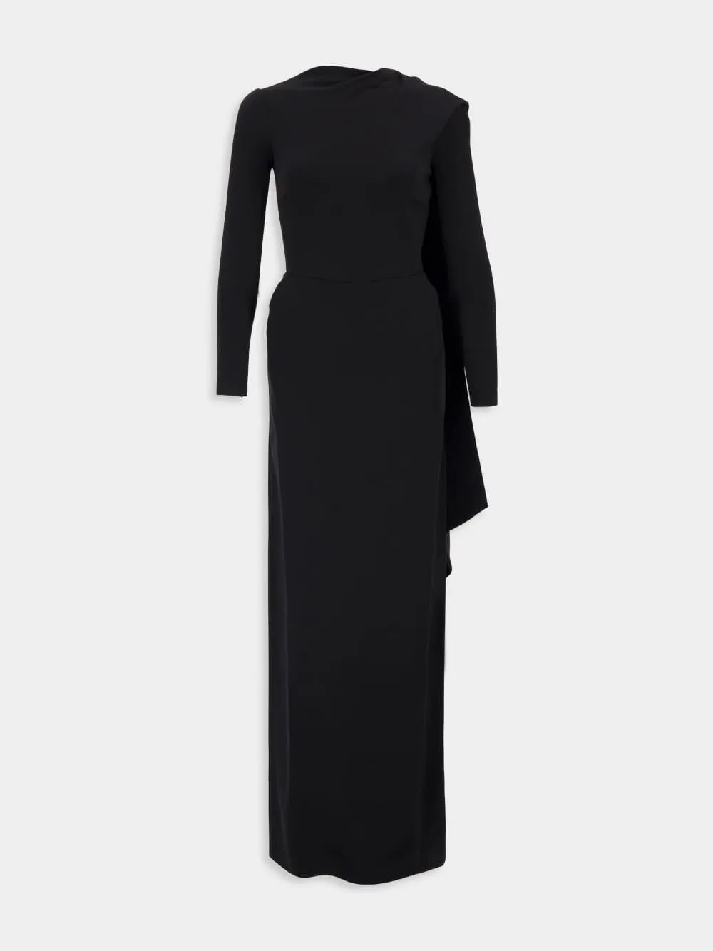 Black Cape Gown in Stretch Crepe sold by Fashion Clinic