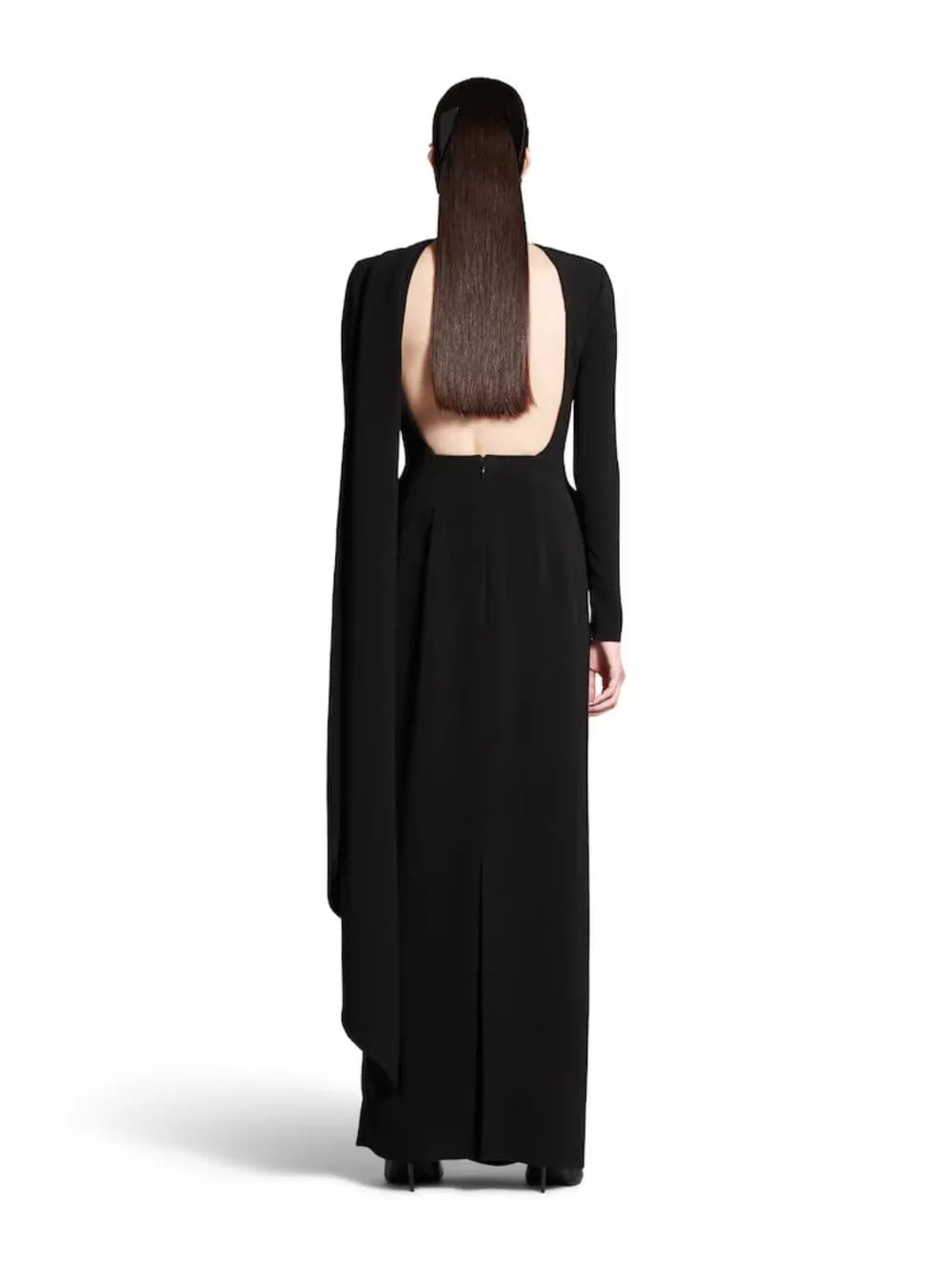 Black Cape Gown in Stretch Crepe sold by Fashion Clinic product image thumbnail 4
