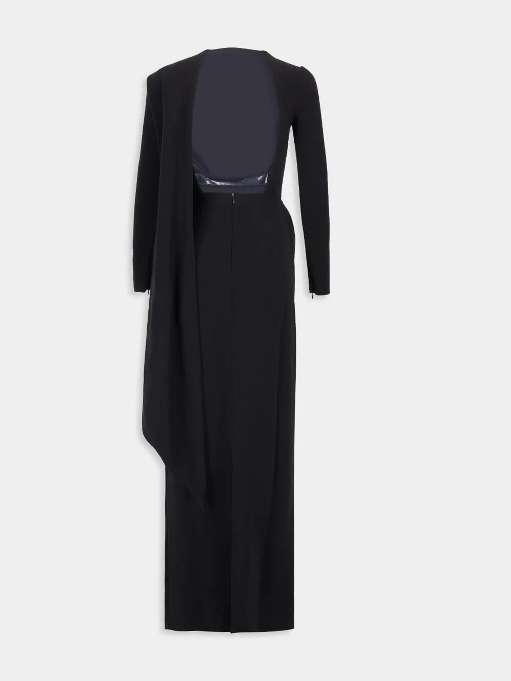Black Cape Gown in Stretch Crepe sold by Fashion Clinic product image thumbnail 3