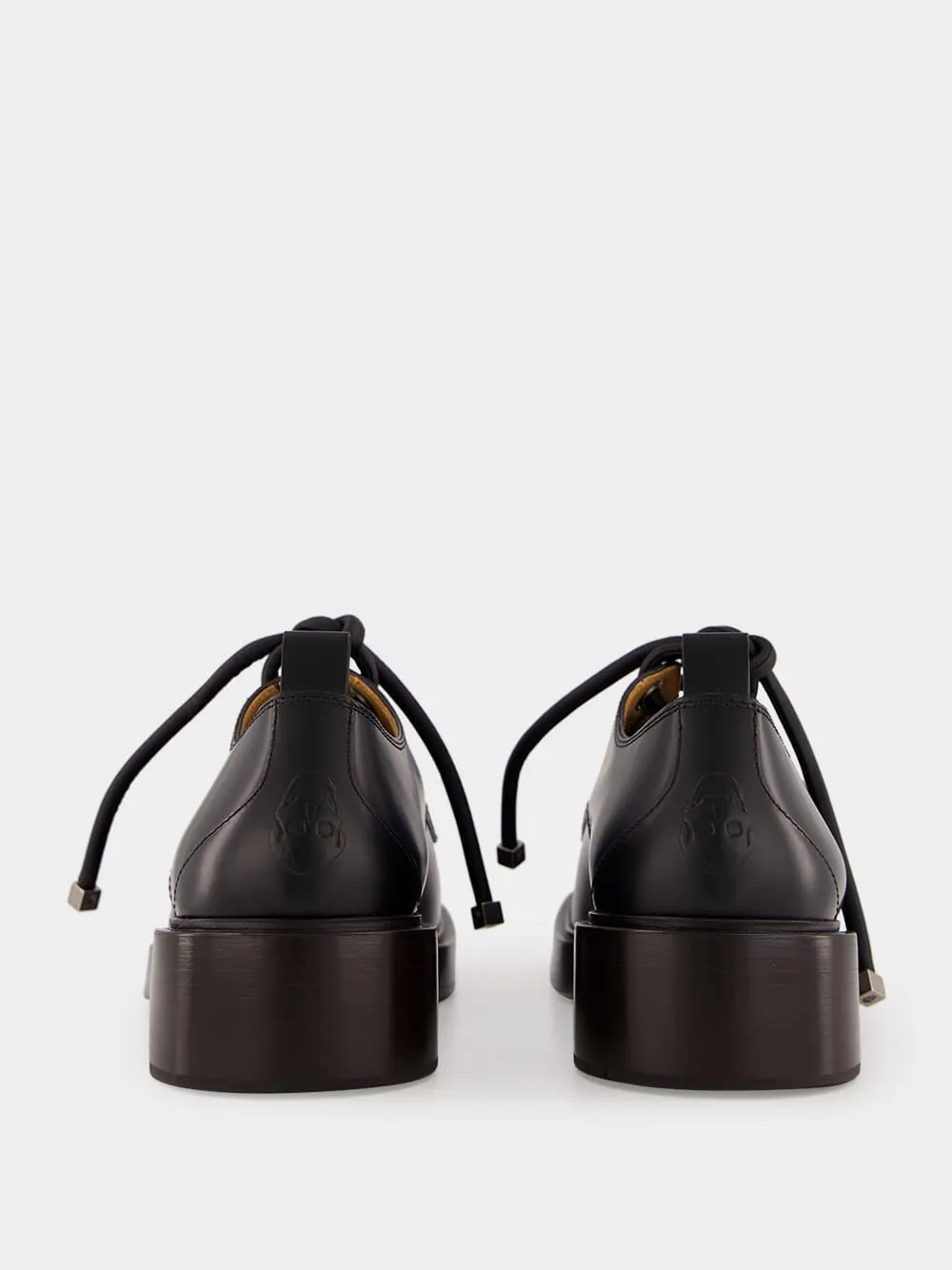 Black Leather Lace-Up Derby Shoes with Square Toe sold by Fashion Clinic product image thumbnail 5