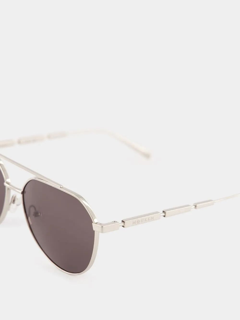 Silver Metal Pilot Sunglasses with Smoke Lenses sold by Fashion Clinic product image thumbnail 4