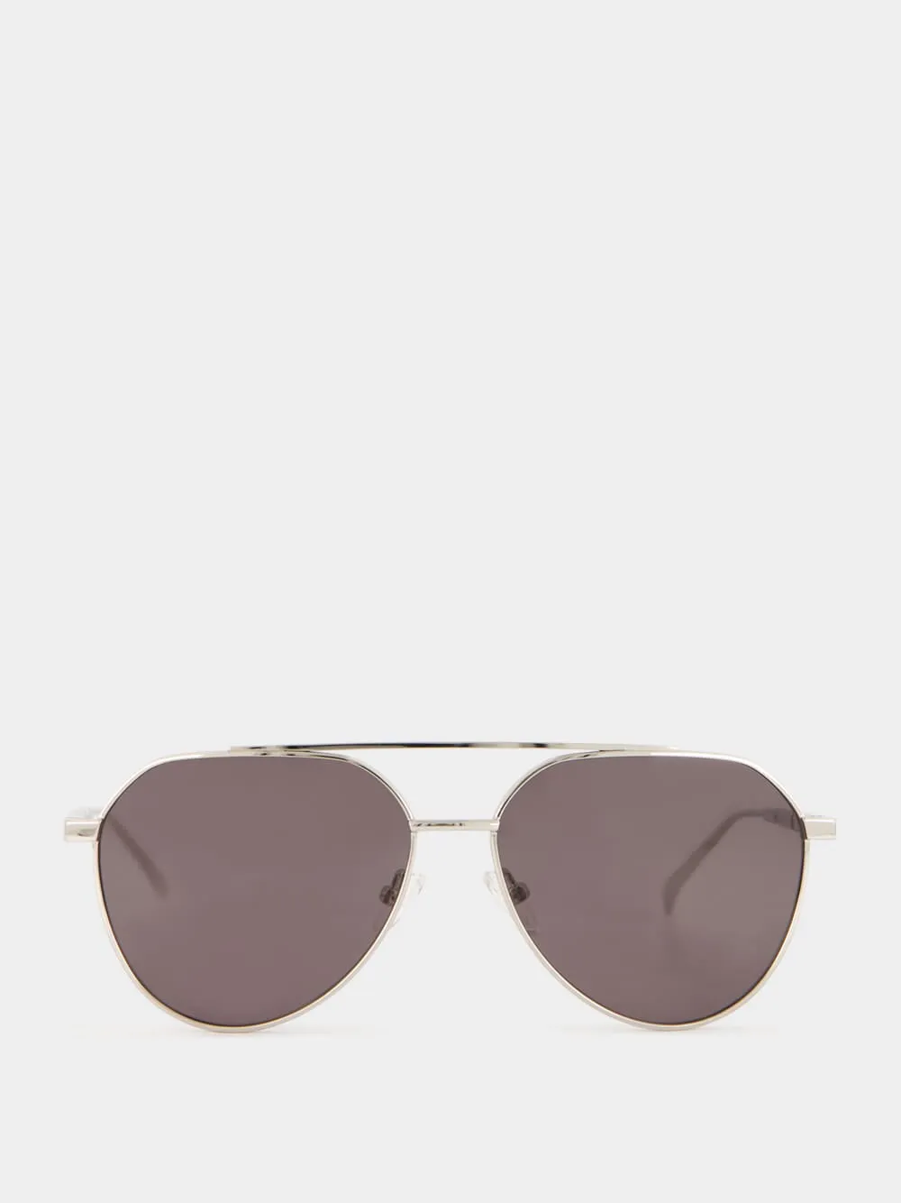 Silver Metal Pilot Sunglasses with Smoke Lenses sold by Fashion Clinic