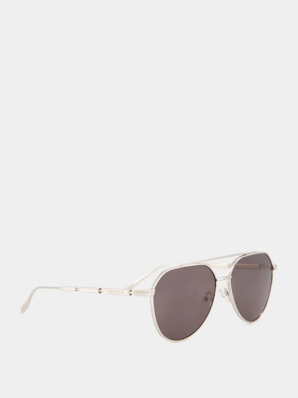 Silver Metal Pilot Sunglasses with Smoke Lenses sold by Fashion Clinic product image thumbnail 2
