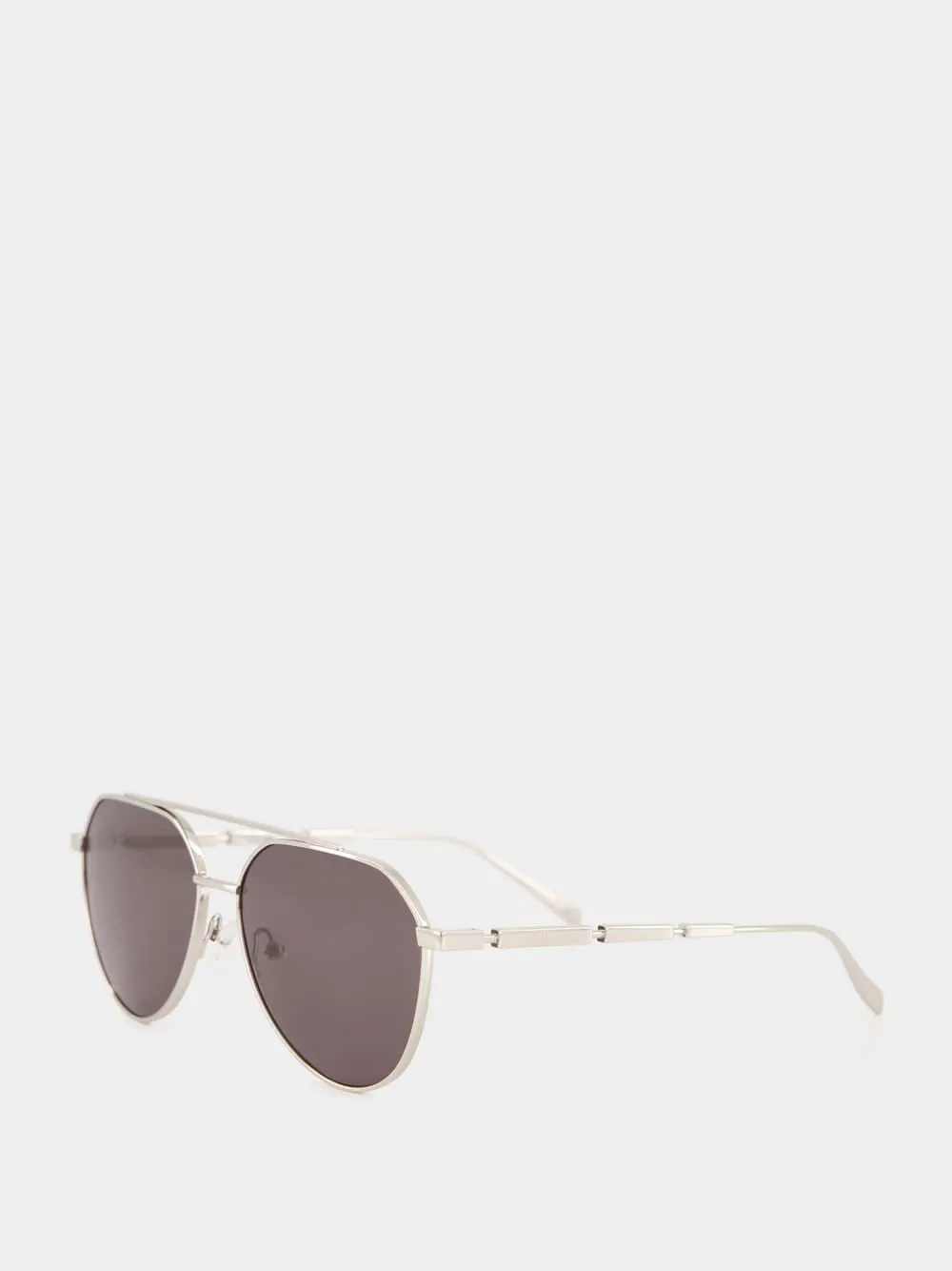 Silver Metal Pilot Sunglasses with Smoke Lenses sold by Fashion Clinic product image thumbnail 3