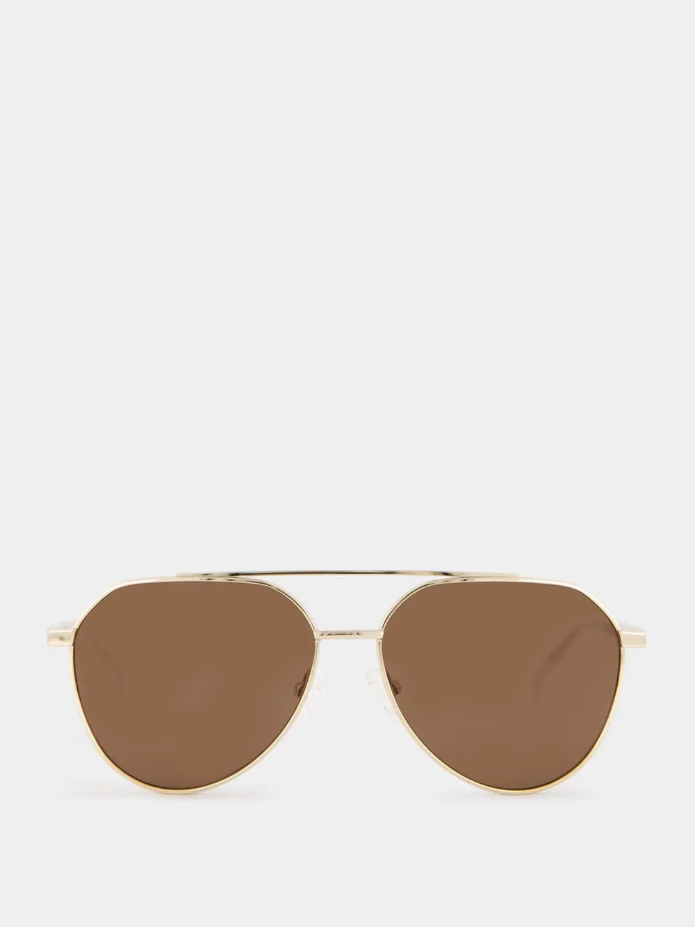 Gold Metal Pilot Sunglasses with Brown Lenses sold by Fashion Clinic