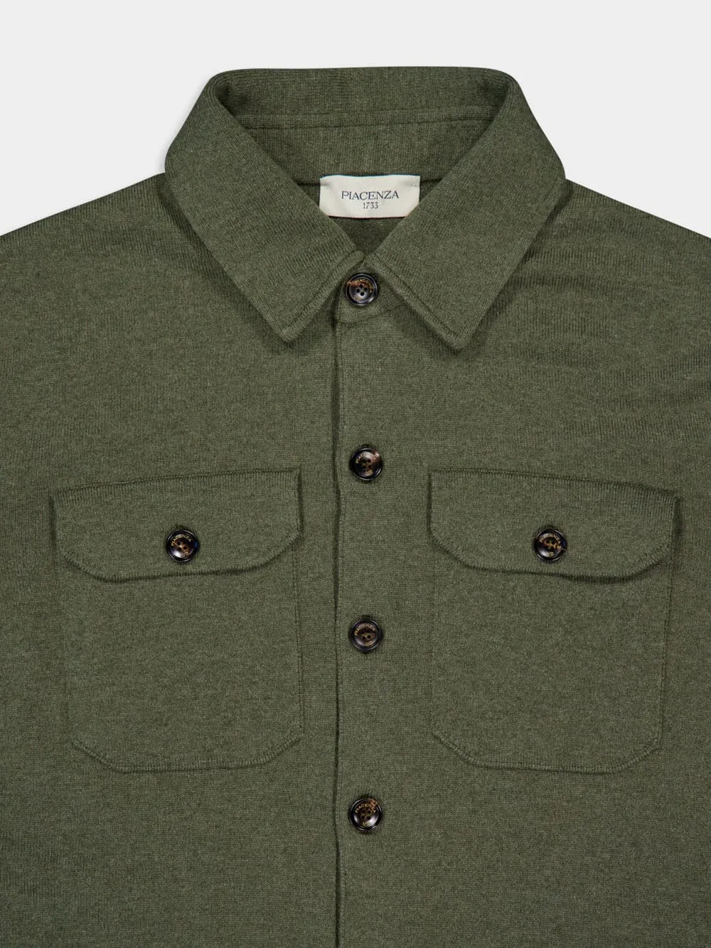 Army Green Cashmere Shirt Jacket sold by Fashion Clinic product image thumbnail 3