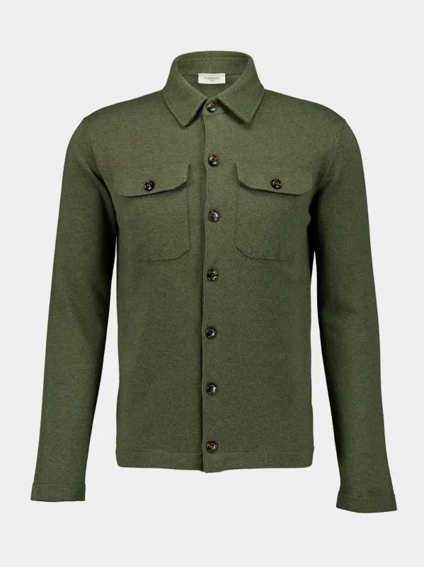Army Green Cashmere Shirt Jacket sold by Fashion Clinic
